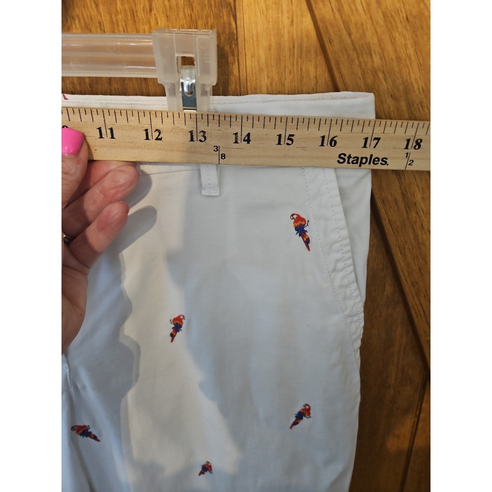 Talbots Relaxed Chino Pants 8 White Parrot Embroidered Cotton Stretch Prep #733 - Picture 8 of 12